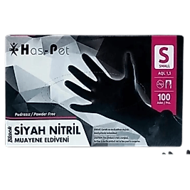 Haspet Siyah Nitril Eldiven Pudrasız 100 lü S